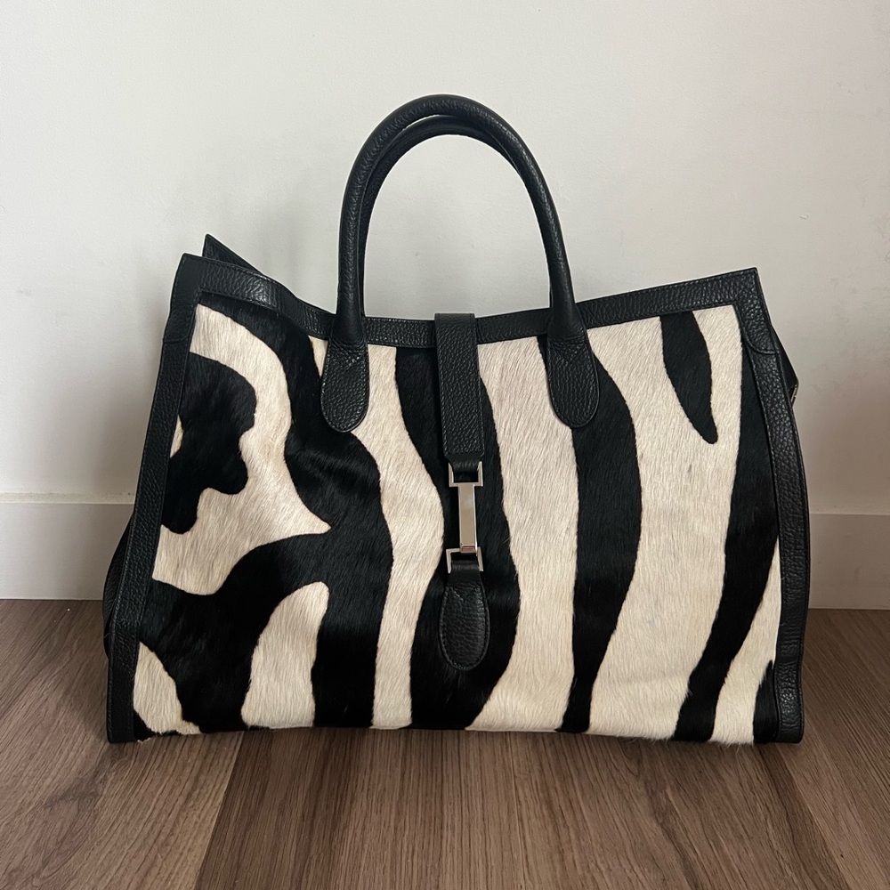 Claudia Firenze Leather Pony Hair Tote Bag